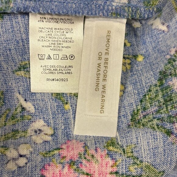 Loft Womens Blue Floral Dress With Puff Sleeves Size 10 - Picture 9 of 9